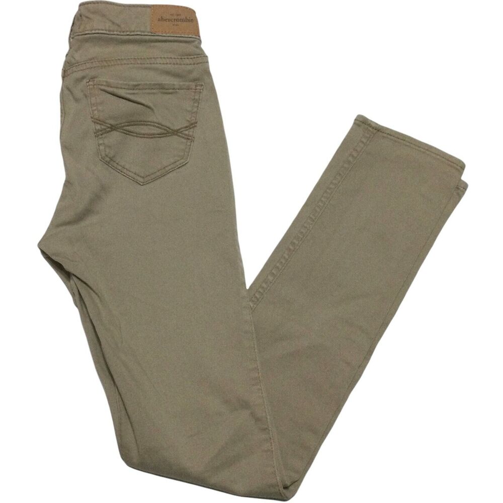 Abercrombie Kids Girls Jeans Sz 14 Tan Skinny Jeggings Pants Stretch Khaki